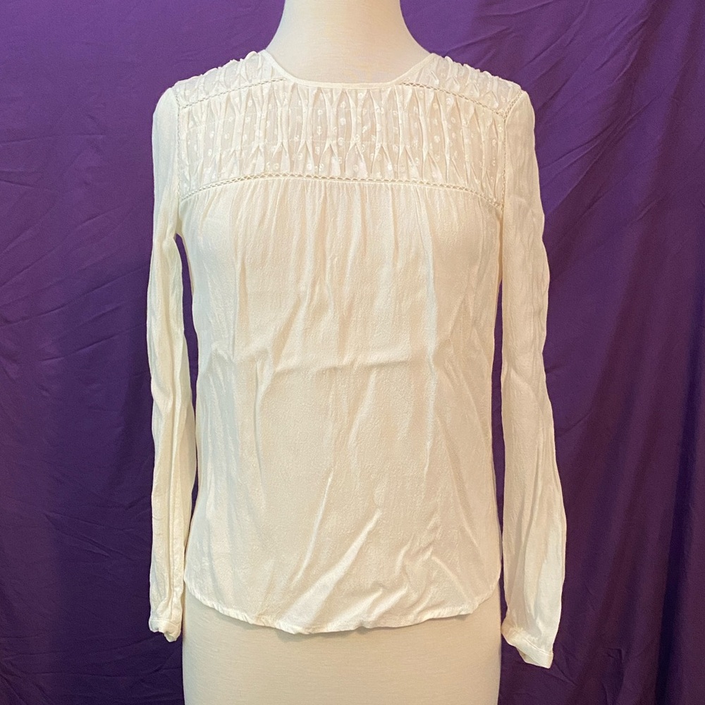 Meadow Rue for Anthropologie Ivory Textured Blouse. Size XS.